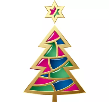 Christmas tree with a golden star - TenStickers