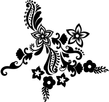 Flowers and spirals floral wall decal - TenStickers
