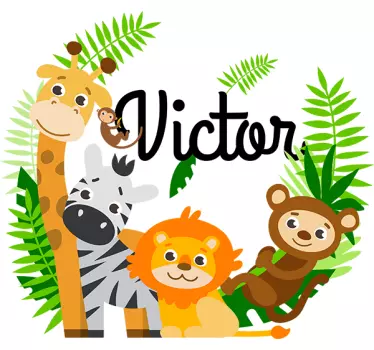 Jungle animal illustration wall art decal - TenStickers