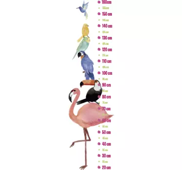 Exotic birds height chart sticker - TenStickers