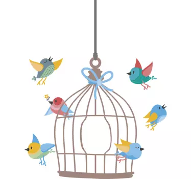 Birds and cage bird wallsticker - TenStickers