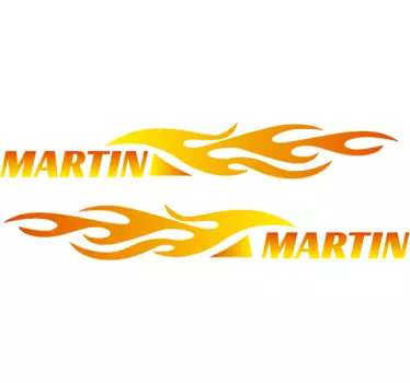 Personalised name fire flame bike sticker - TenStickers