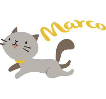 Cat and Name Customisable Sticker - TenStickers