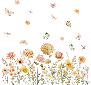 Window sticker wildflower meadow with butterflies - TenStickers
