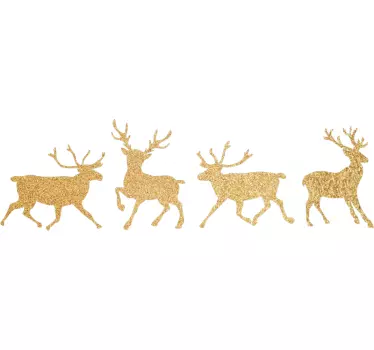 Gold Reindeer Christmas Wall Stickers - TenStickers