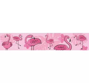 Red Flamingos Wall Border Sticker - TenStickers