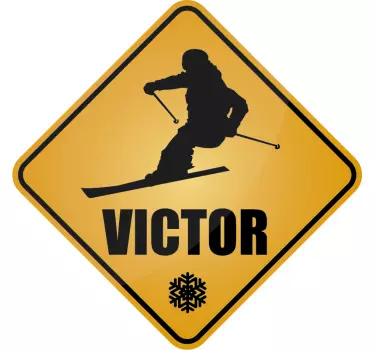 Ski with Name Customisable Sticker - TenStickers