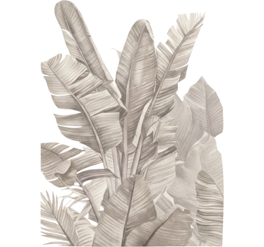 Beige palm forest leaves window sticker - TenStickers