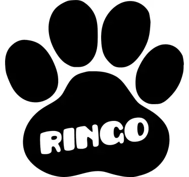 dog footprint with name wall decal - TenStickers