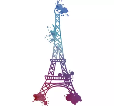 Eiffel Tower Watercolour Sticker - TenStickers