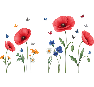 Window sticker red poppy wildflower - TenStickers