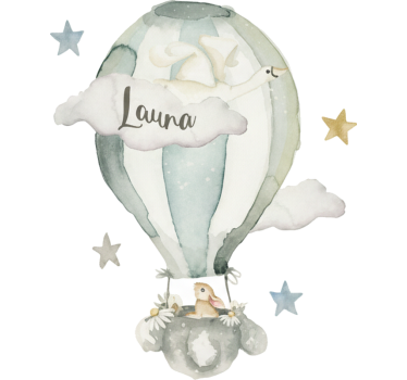 Illustration sticker balloon with rabbit and name - TenStickers
