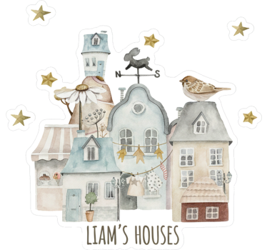 Illustration sticker flemish houses with name - TenStickers