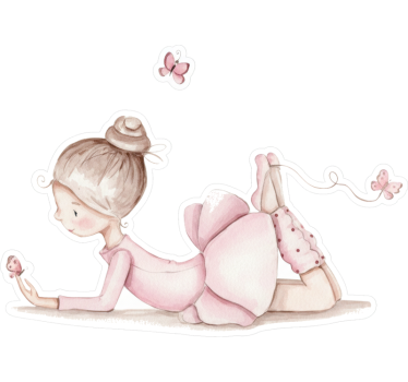 Illustration sticker ballerina with butterflies - TenStickers