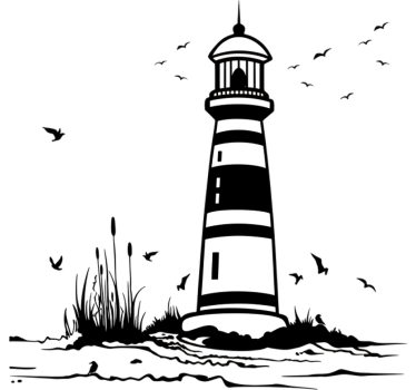 Window sticker coastal lighthouse scene - TenStickers