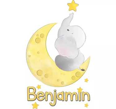 Moon and Stars with Name Customisable Sticker - TenStickers