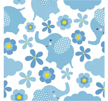 Floral Elephant Pattern vinyl sheet - TenStickers