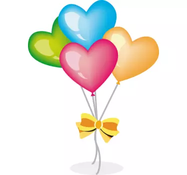 Coloured Heart Balloons Kids Sticker - TenStickers