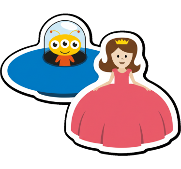 Customisable sticker princess and alien - TenStickers