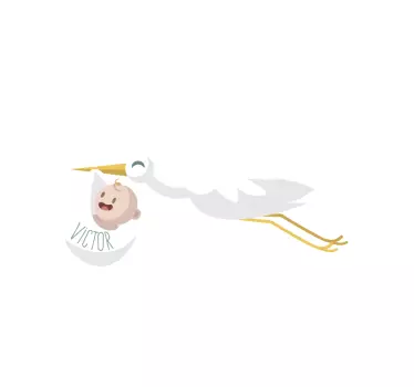 Stork Baby Blanket Wall Sticker - TenStickers