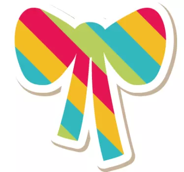 Colourful Striped Bow Sticker - TenStickers