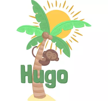 Drawing palm tree with name tree wall decal - TenStickers