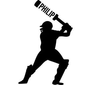 Cricket Batsman Home Wall Sticker - TenStickers