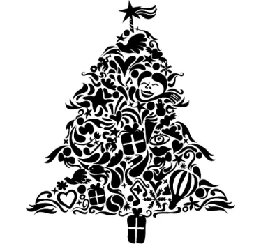 Christmas Feature Tree Wall Sticker - TenStickers