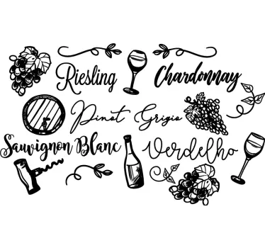 kinds of wine drink wall sticker - TenStickers