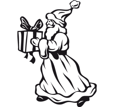 Santa Claus Holding Present Sticker - TenStickers
