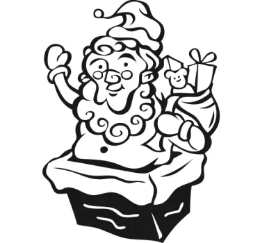 Santa Chimney Surprise Sticker - TenStickers