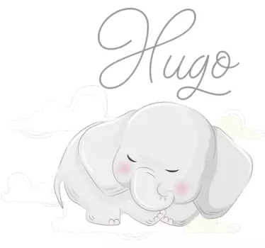 Elephant sleeping on named clouds illustration sticker - TenStickers