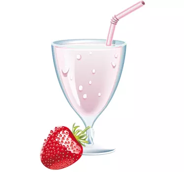 Strawberry Milkshake Sticker - TenStickers