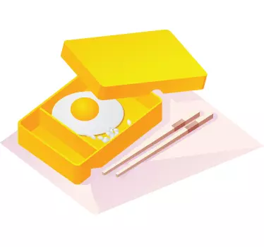 Cuisine wall sticker yellow bento box - TenStickers