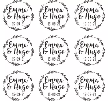personalised wedding laurel holiday sticker - TenStickers