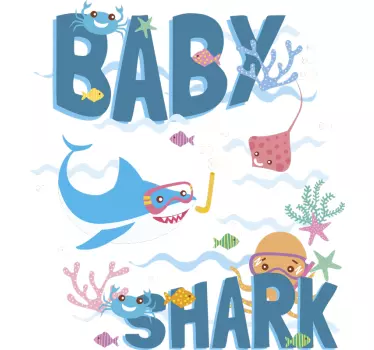 Baby Shark personalizable nursery rhyme wall sticker - TenStickers