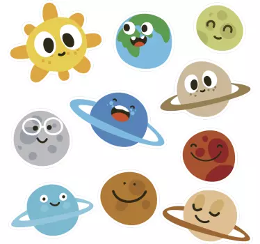 Childish planets illustration wall art - TenStickers