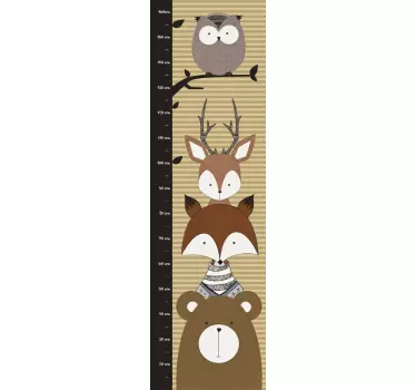 Children's animals meter height chart wall decal - TenStickers