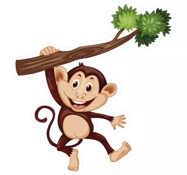 Monkey branch illustration wall art - TenStickers