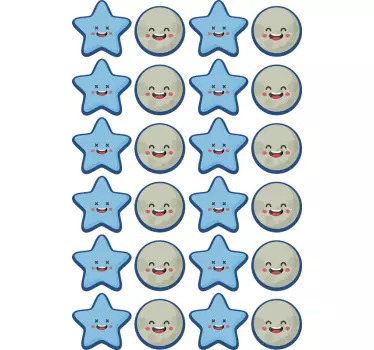 Playful Star Smiles wall stickers for kid - TenStickers