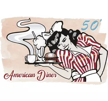 Retro Diner Scene cuisine wall sticker - TenStickers