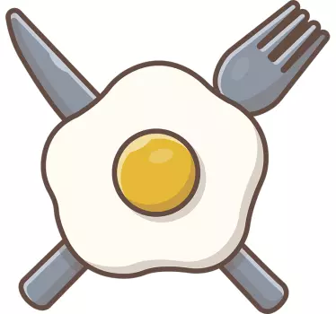 Egg with Cutlery cuisine wall sticker - TenStickers