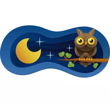 Owl on branch illustration wall art - TenStickers