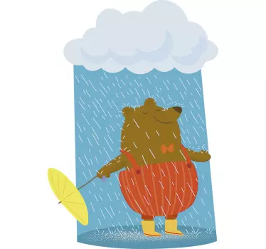 Cheerful Bear Umbrella wall stickers for kid - TenStickers