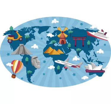 Children's world map travel world map wall decal - TenStickers