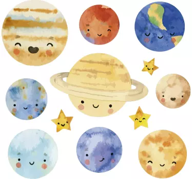 Children planets solar system space wall decal - TenStickers