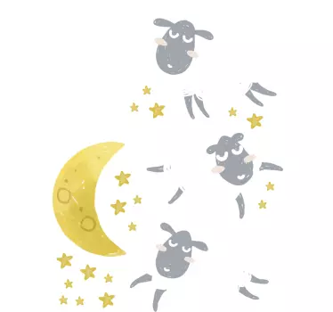 Moon and stars window decal - TenStickers