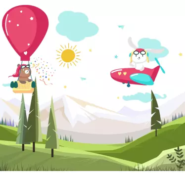 Mountains headboard illustration wall art - TenStickers