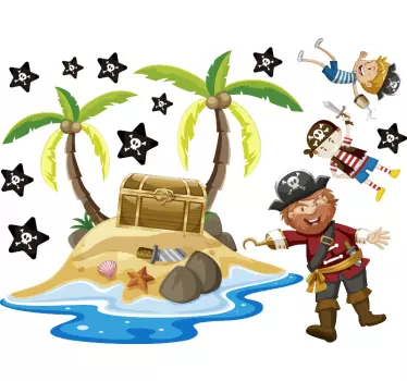 Pirates and palm trees window decal - TenStickers