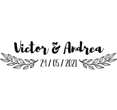 Name and date wedding vinyl decal - TenStickers